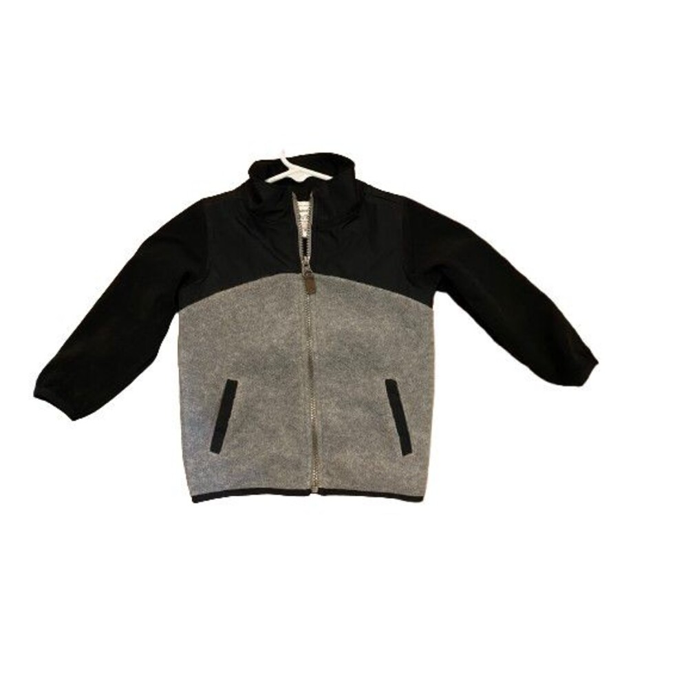 Boy's 2T Jacket Carter's Zip-up Fleece w/ pockets Gray/Black